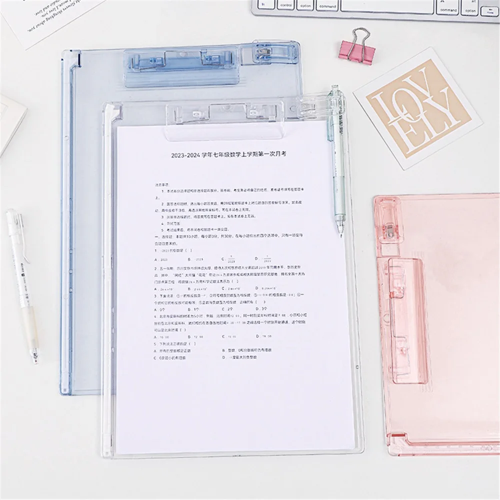 

1Pc Clear Clipboard with Pen Clip and Measuring Ruler Stand Writing Board， A4 Letter Size Memo Clipboards for School, Office