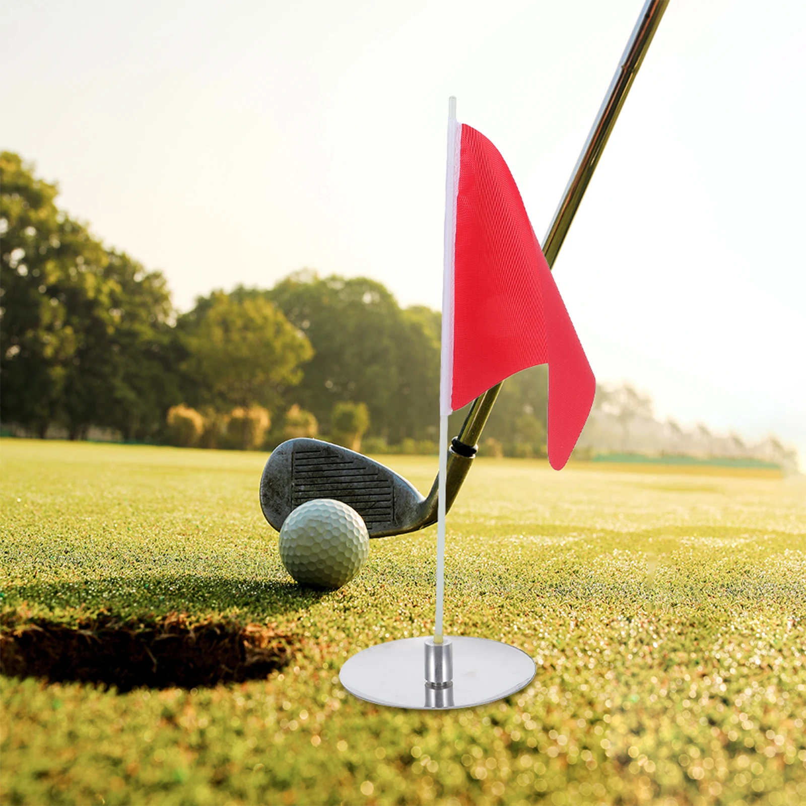 

Golf Training Aid Mini Hole Cup and Flag Tray Flagstick Stainless Steel Putting Cups