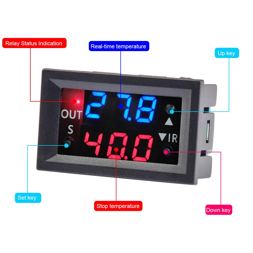 T2401-O T2401-N W2401-O W2401-N Timer Delay Relay Module Dual LED Digital Tube Display Temperature Control Relay Board DC12V