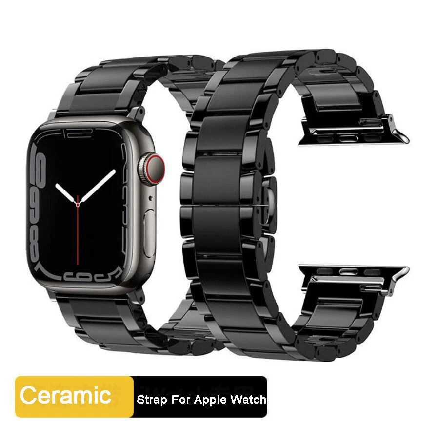 Ceramics Strap For Apple Watch Band 49mm 44mm 40mm 45mm 41mm 42mm 44 45 49 mm Bracelet iWatch Ultra Series 7 5 6 3 SE 8 Bands