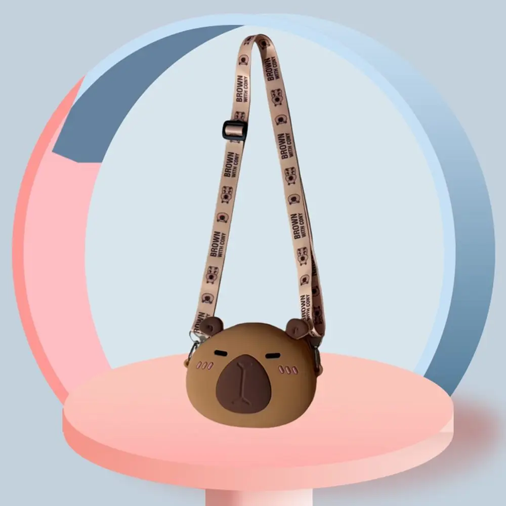 

Capybara Kids Crossbody Bag with Adjustable Shoulder Strap Cartoon Children Shoulder Bag Small Storage Silicone Purse