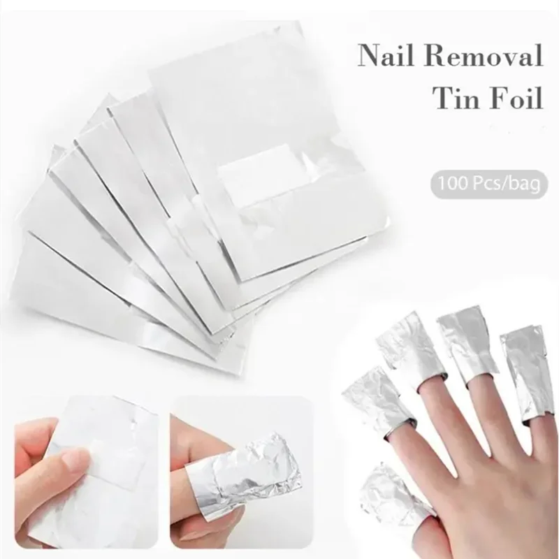 100 Stuks Zak Aluminiumfolie Nagellak Onderdompeling Nagellak Nagel Verwijdering Wrap Nail Handdoek Gel Nagellak Remover Nagellak tool