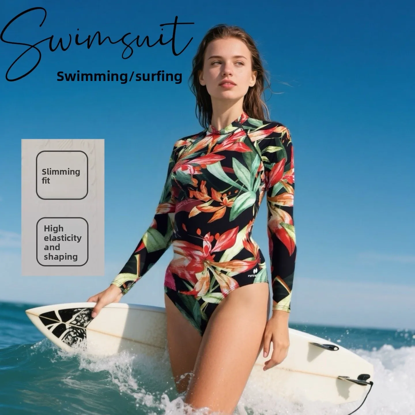 

Женский купальник Amber Ladies Cool Long Sleeve из нейлона, высокоэластичный, термоэффект, моделирующий фигуру, с чашечками и дизайнерским кроем