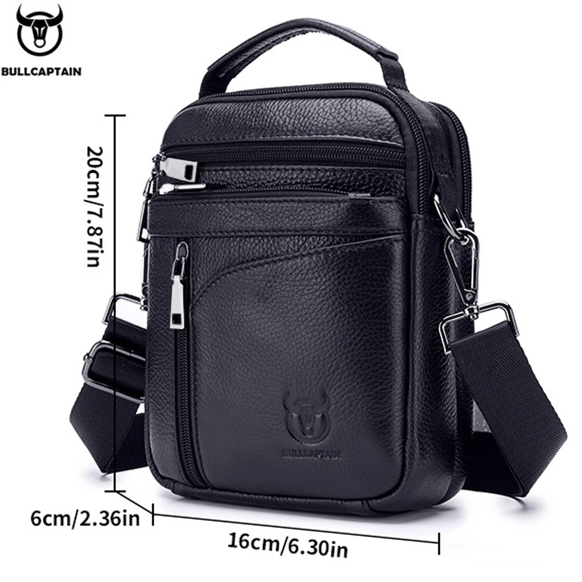 BULLCAPTAIN New Men Bag Genuine Leather Man Brand Crossbody Shoulder Bag Small Business Bags Male Messenger Leather Bags