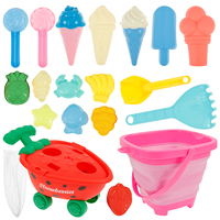 19Pcs Kids Funny Sandcastle Construction Toys Kit with Foldable Bucket Mesh Bag Seaside Children Sand Mold Play Water Toys