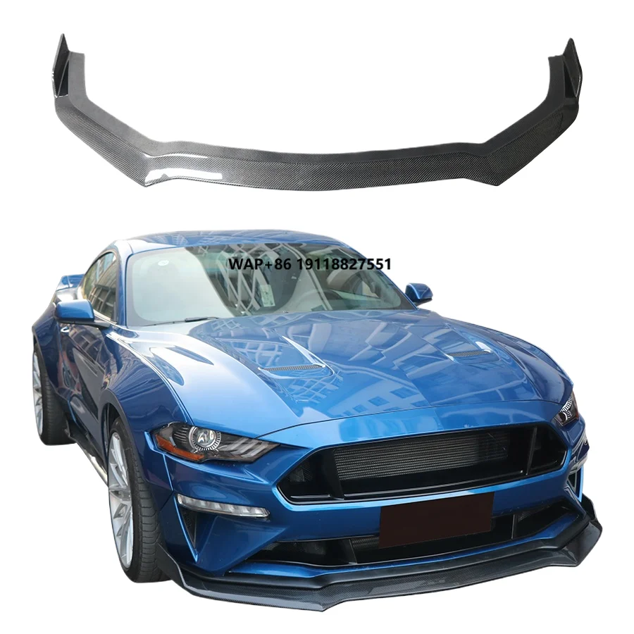 

Новый карбоновый передний сплиттер-спойлер для Mustang GT с вырезами под буксировочный крюк, комплект обвеса, автомобильные аксессуары