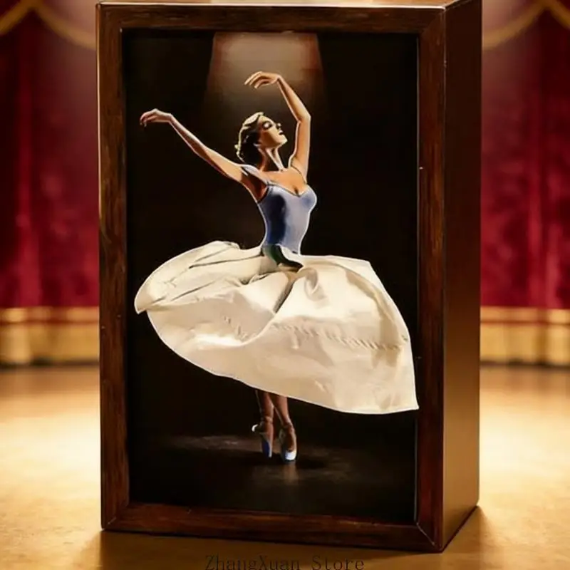 Dekorative Schachtelhülle aus Seidenpapier aus natürlichem Holz mit anmutiger Ballettfigur 3XUF – Detail 4