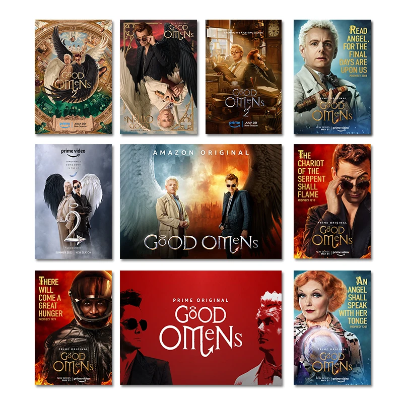 TV Series Good Omens Poster Figure Canvas Painting Cafe Restaurant Entrance Mural Living Room Bedroom Bedside Wall Decoration