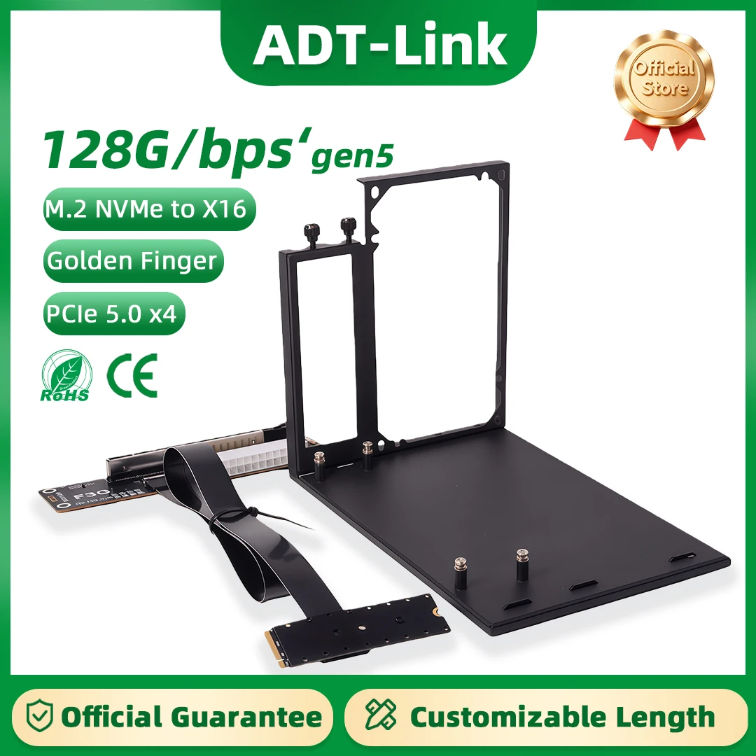 

ADT-Link PCIE 5,0 128 Гбит/с M.2 NVMe to x16 Графический процессор Док-станция Внешняя графика NUC/ITX/STX/ПК Высокоскоростной адаптер FFC eGPU