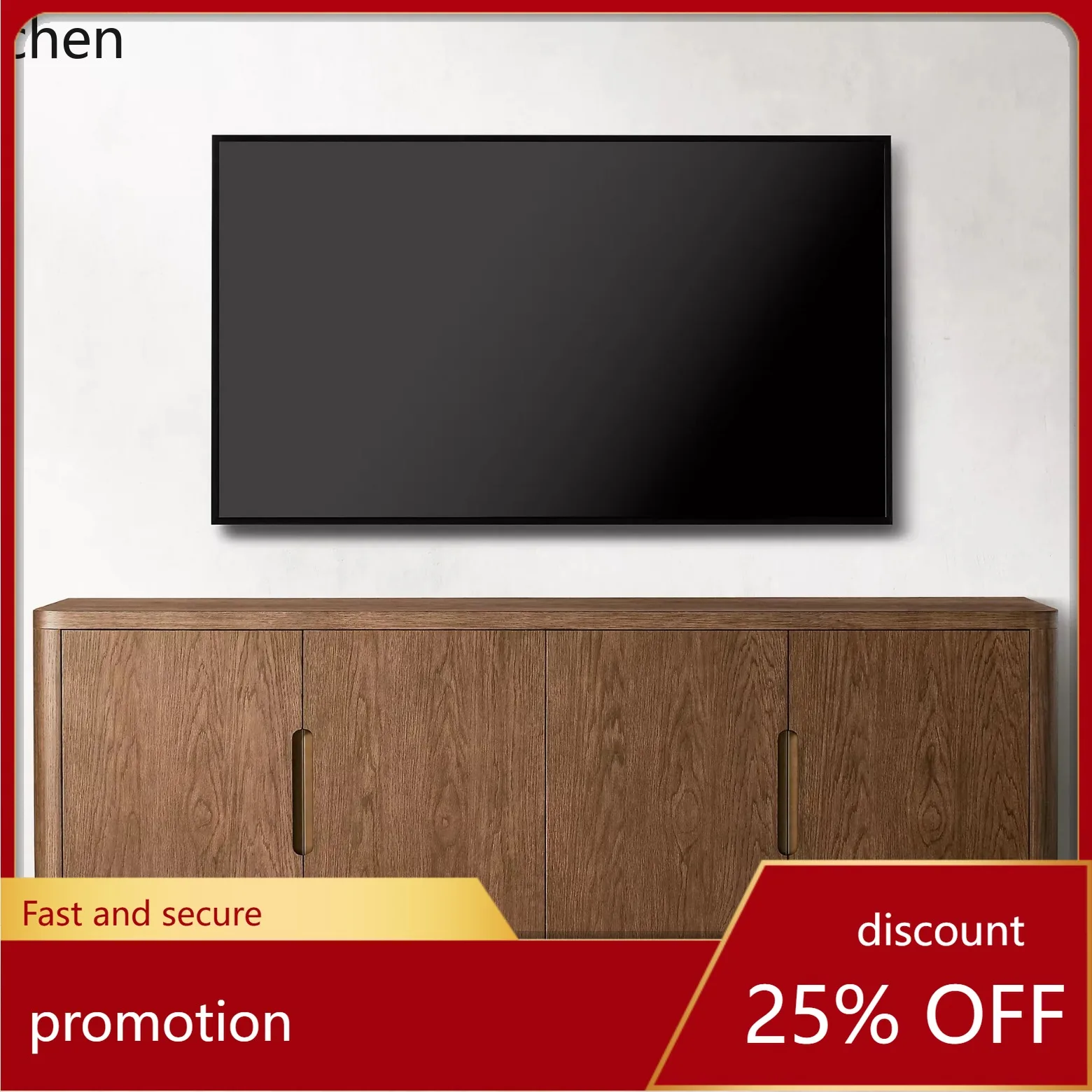 

HXL Retro TV Cabinet Wood Grain Living Room Side Cabinet All Solid Wood Storage Cabinet