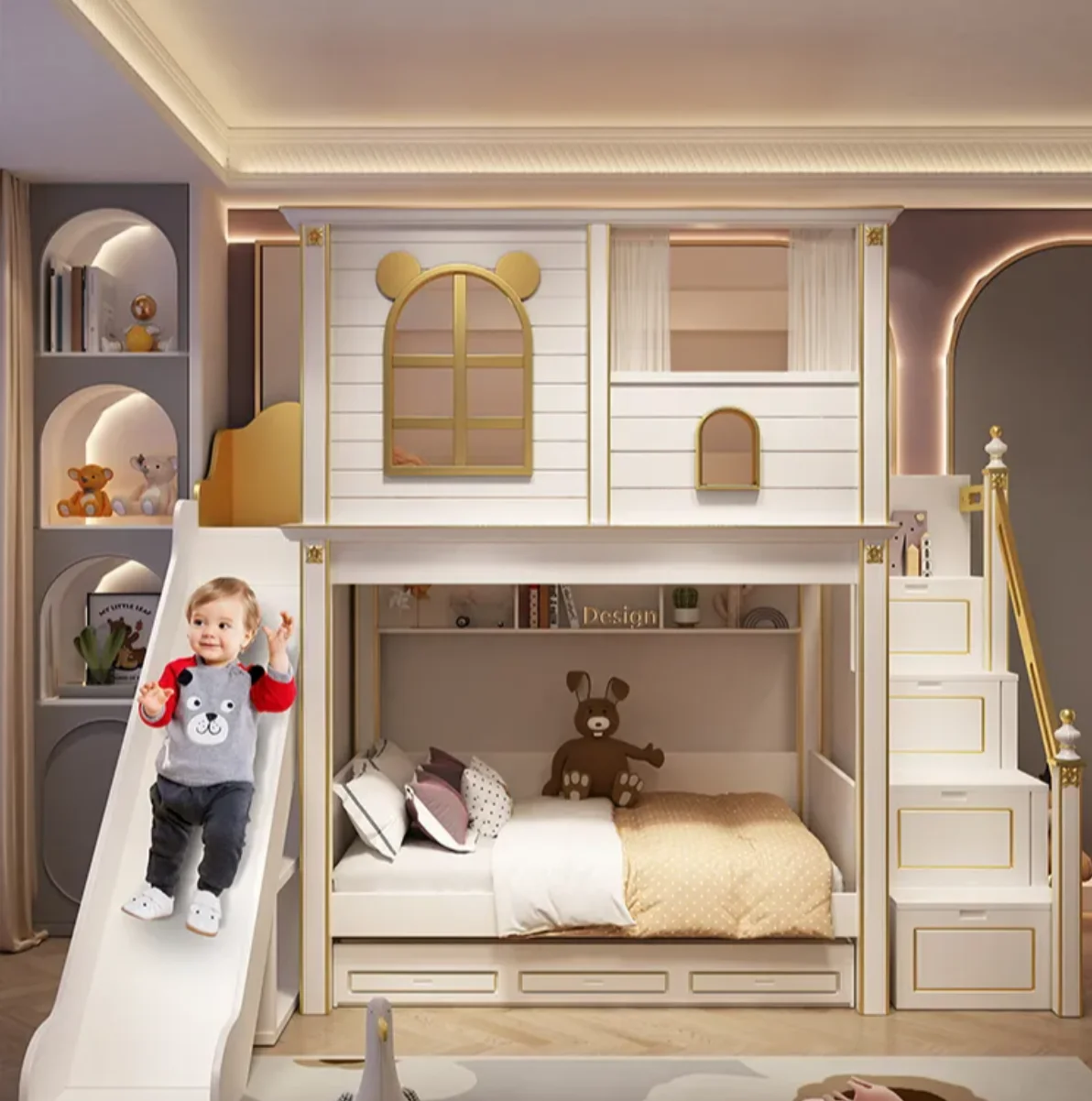 #Modern Minimalist Eco-Friendly Bunk Bed Comfortable Design For Multiple Sleeping Arrangements Bedroom Living Room For Children