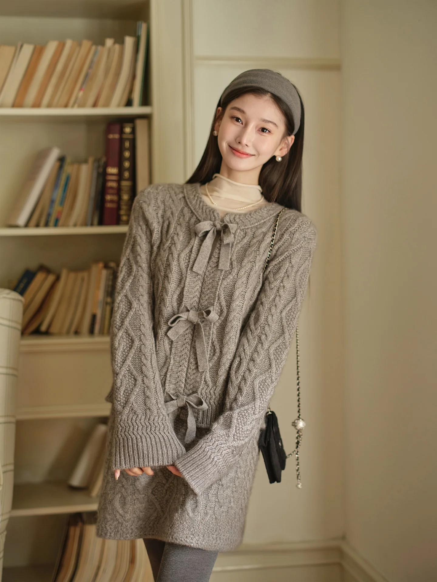 

Gentle Wind Knit Belted Open Cardigan A-Line Skirt Set Women Roro eep Ele Sle Spring Faion Two-Piece Suit