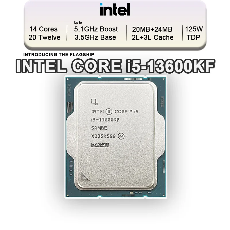 Intel Core i5-13600KF i5 13600KF 3.5 GHz 14-Core 20-Thread CPU Processor 10NM L3=24M 125W LGA 1700 Tray New but without Cooler