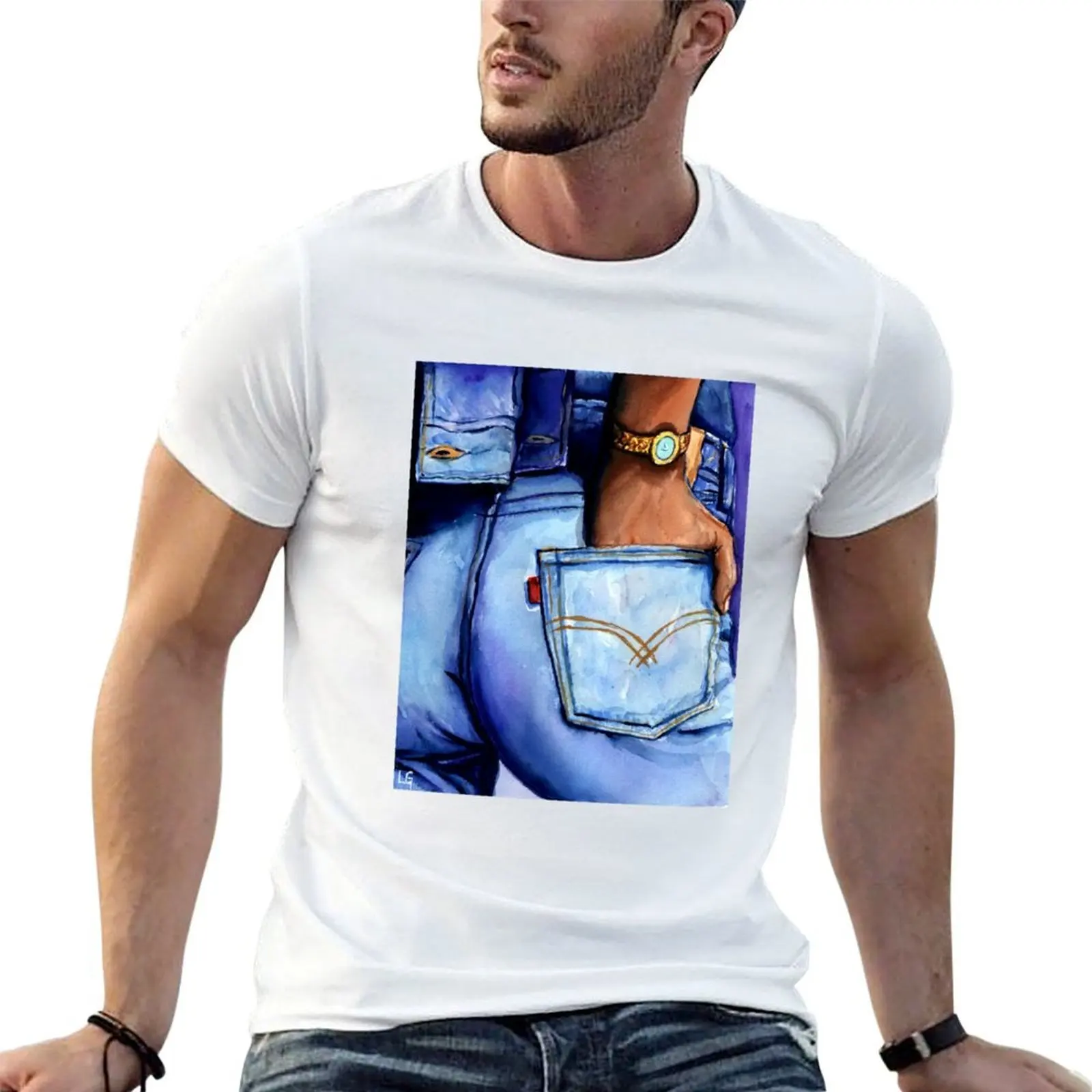 

Jeans T-Shirt t shirt for man 100 percent cotton t shirts for man pack white T-Shirt
