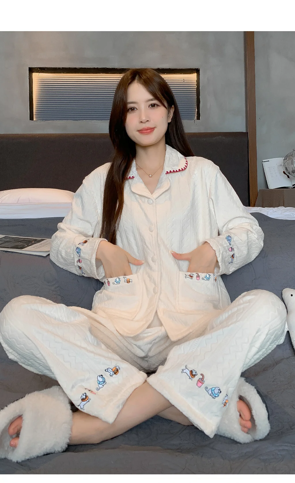 

Pajama Sets For Woman Fall Fluffy Versatile Adorable Elegant Retro Silk Sleep Set Homeclothes Night Home Comfortable Warm Soft