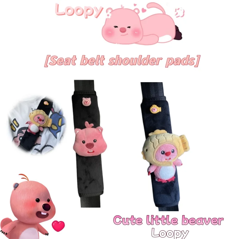 Protector de Cinturón de Seguridad para Auto, Decoración de Peluche con Diseño de Castor Negro, Adorno para Niñas
