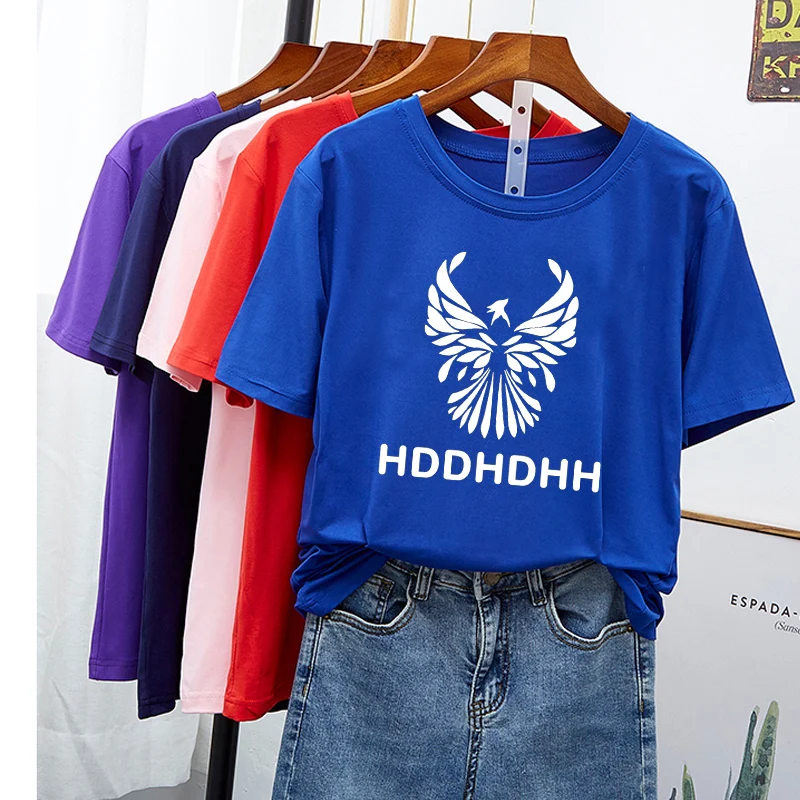 6 Color Logo Print Tee Classic Fit Crew Neck Stretch Super Soft Cotton Unisex Casual Tops