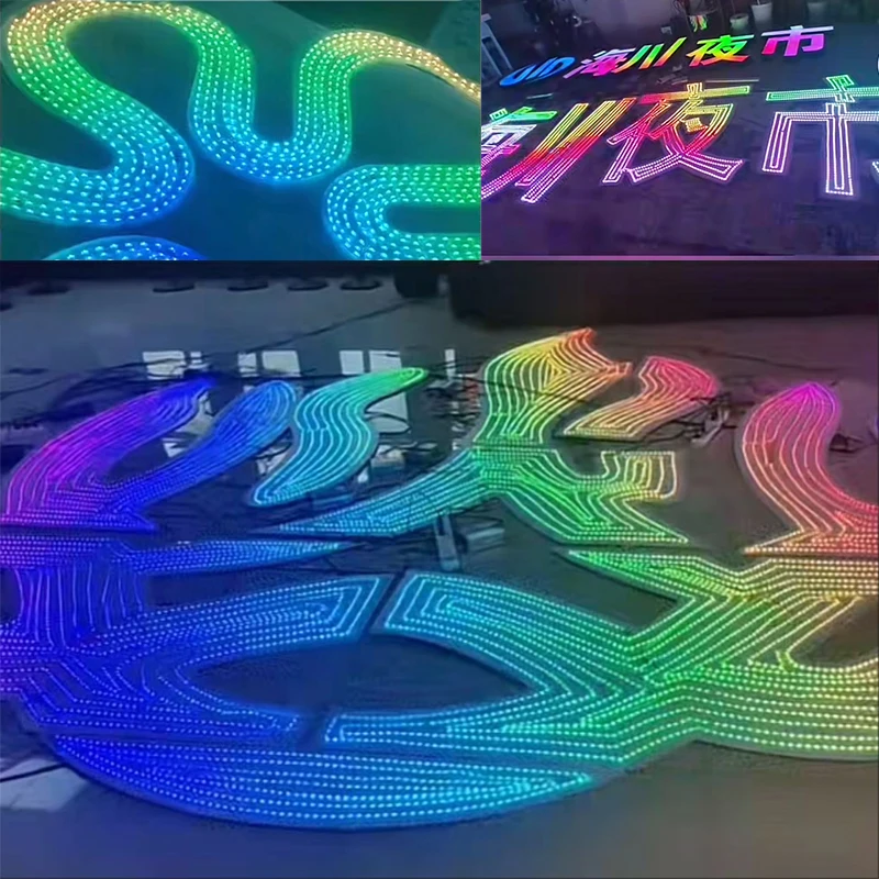 DC12V 4pin 2cm Pitch WS2818 LED Pebble Pixel String Light RGB adressierbar IP67 Clear Wire Backup Data Resume from Break-Point