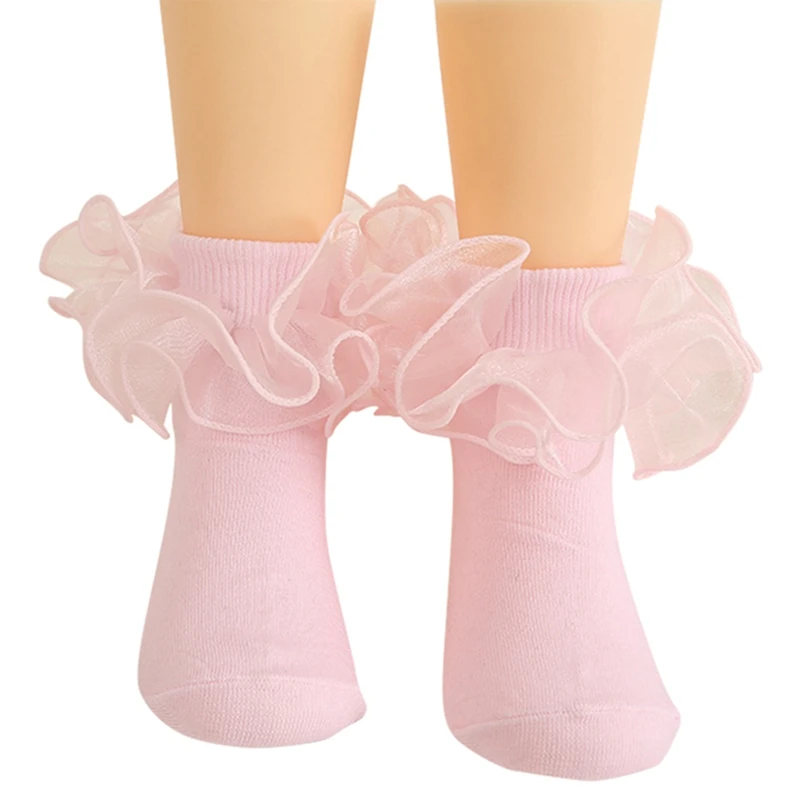 Baby Girls Infant Puffy Lace Lace Socks Toddler Cotton Princess Socks Soft Cotton Puffy Mesh Kids Socks