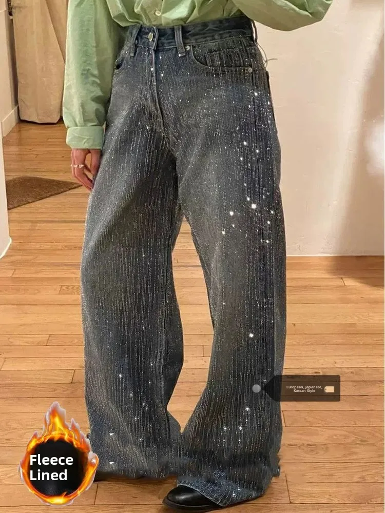 

Retro High Waist Straight Leg Jeans Women's Summer New Thin Wide Leg Pants Floor-Length Casual Comfortable Stretch Denim