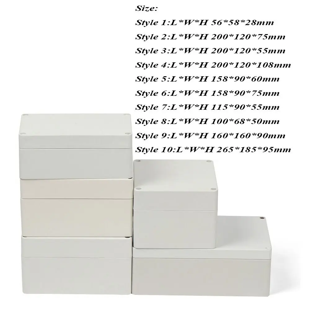 Hochwertige wasserdichte Gehäusebox aus Kunststoff mit mehreren Stilen, elektrische Projektbox, ABS-Elektronikprojekt-Instrumentenkoffer