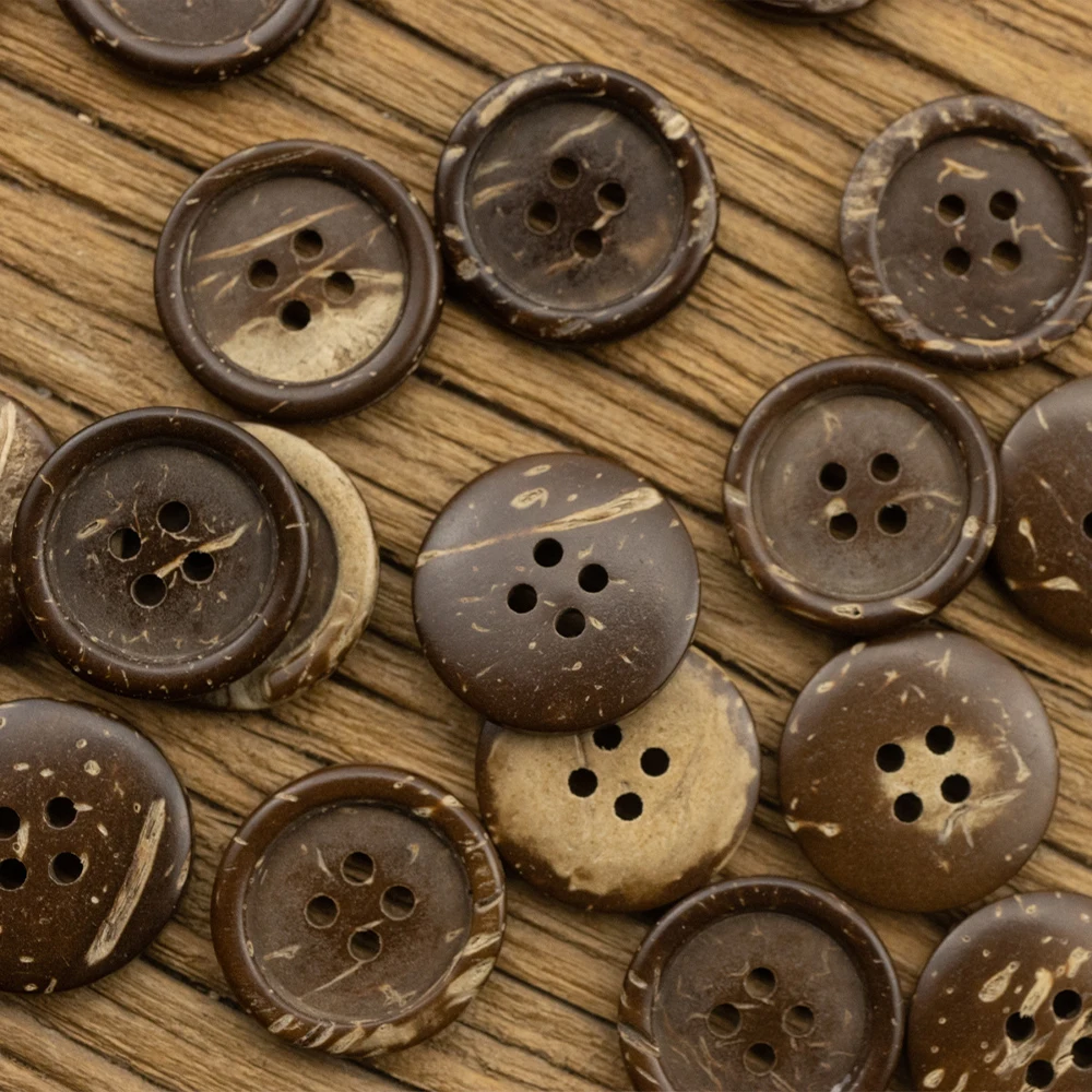 10 قطعة أزرار قذيفة جوز الهند الطبيعية خمر 11.5/15/20 مللي متر 4-Hole أزرار مستديرة لسترة القميص ، إكسسوارات الملابس الريفية #6