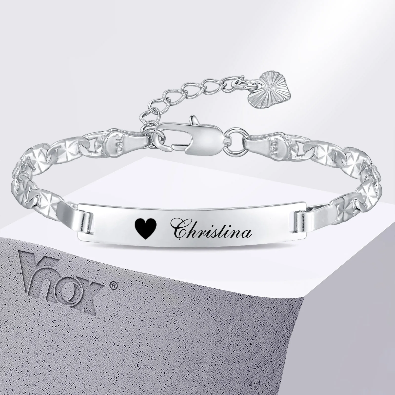 

Vnox Free Engrave Name Baby Bracelets, Personalized Newborns Baptism Gift from Mom Dad, Boys Girls ID Bracelets