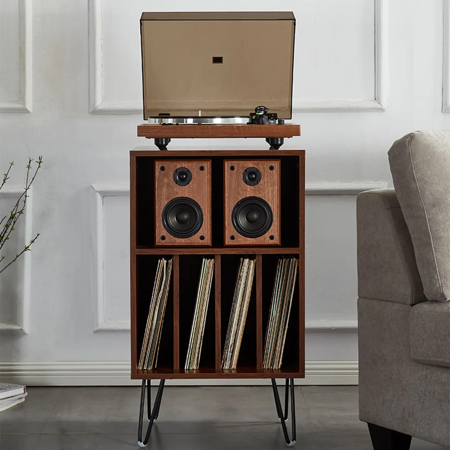 Retro Bluetooth vinyl record player Professional grade split type dynamic magnetic stylus machine with audio