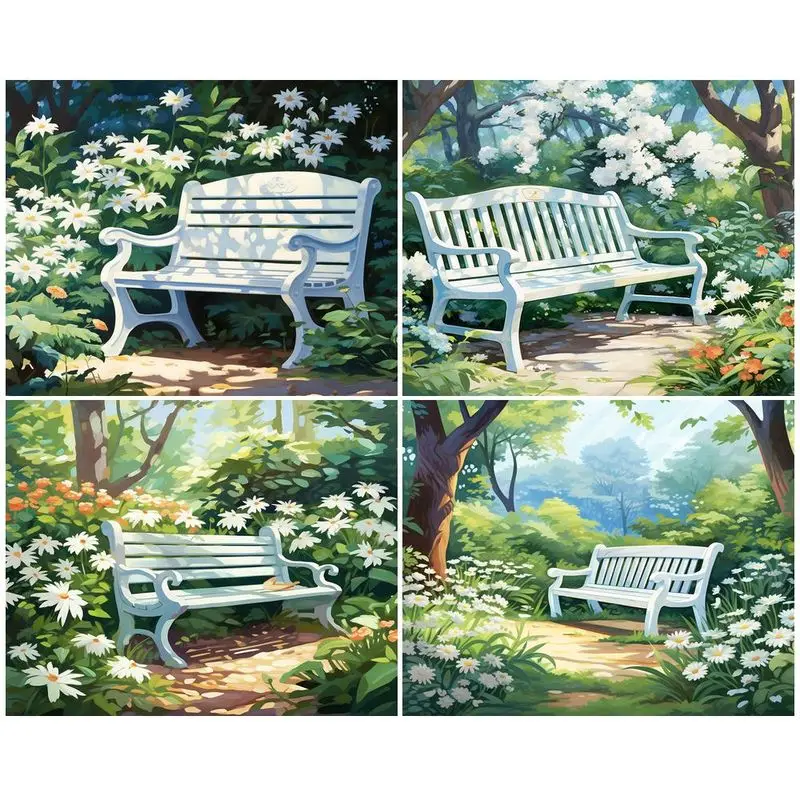 

GATYZTORY Painting By Number Garden Chair Scenery Drawing On Canvas HandPainted DIY Pictures By Numbers Kits Home Decor