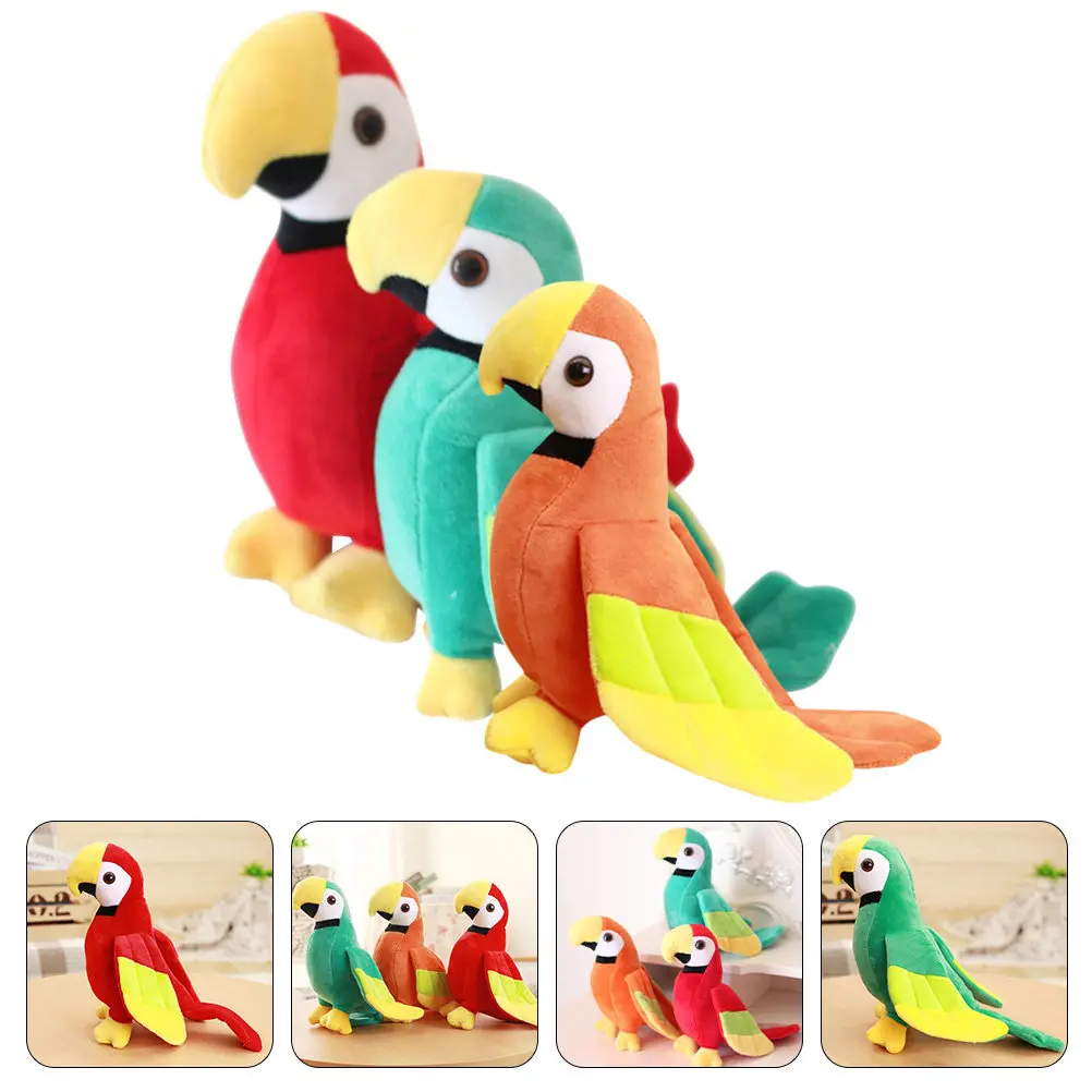 

Набор из 3-х разноцветных плюшевых игрушек в виде попугаев, милый мультяшный дизайн, для детей, для сна, украшения комнаты, автомобиля, полок, игрушки для девочек 4-5 лет