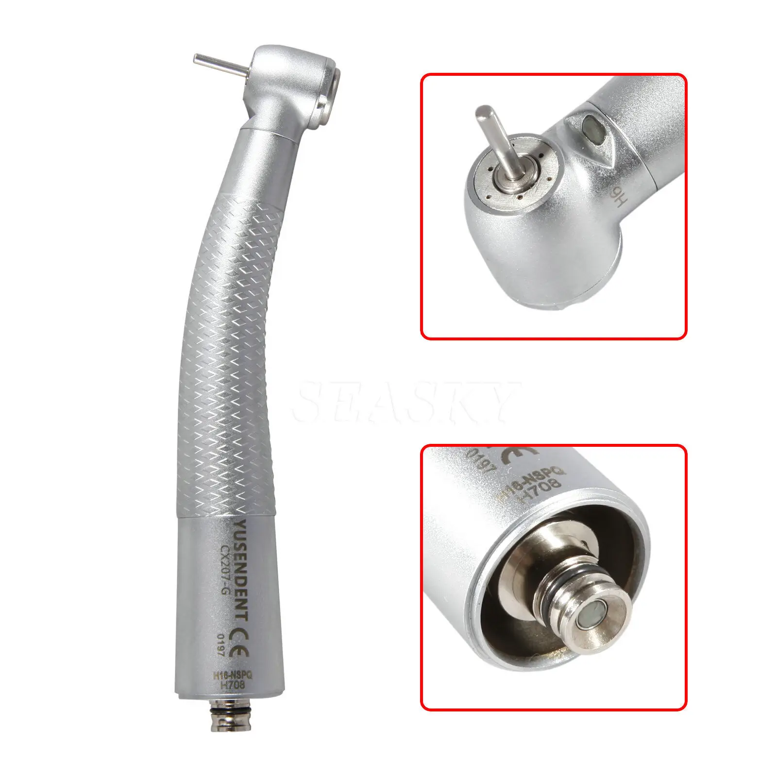 COXO Dental High Speed Fiber Optic LED Handpiece Three Way Spray Push Button Air Turbine fit NSK 6hole Quick Coupler