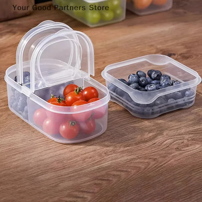 Kitchen Storage Box Condiment Boxes Double Compartment With Lid Sealing Jar Refrigerator Organizer Box For Food Fruit