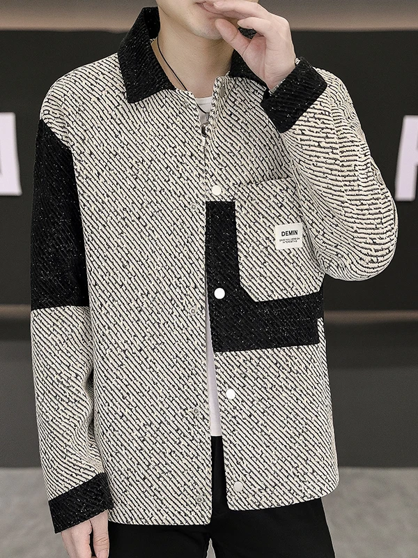 

Color Blo Stripe Jaet Men's Spring Autumn Loose Casual Sle Faionable Brand High End Feeling Hong Kong Sle Jaet