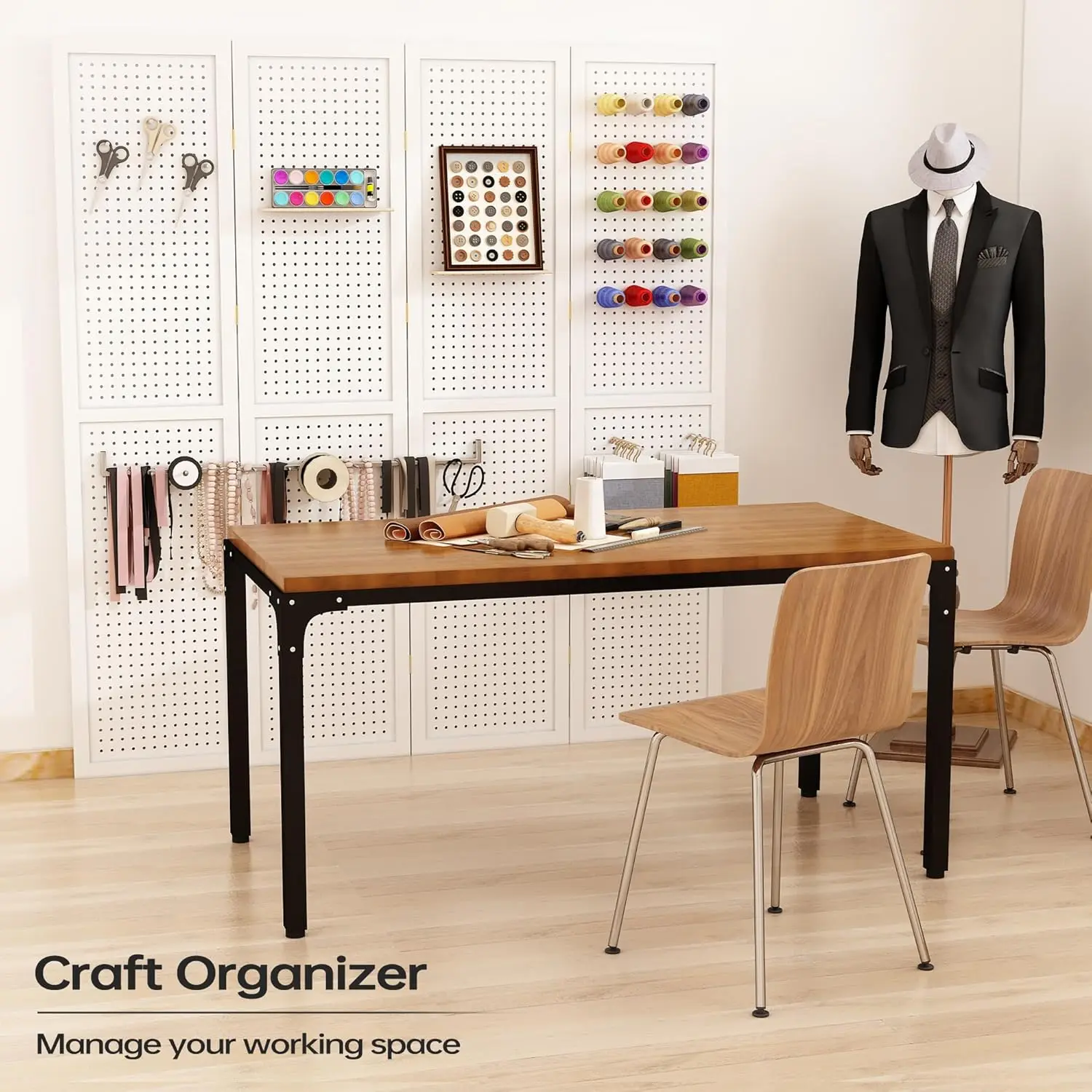 4 لوحة مقسم الغرف 5.6 قدم Pegboard عرض للطي الخشب شاشة الخصوصية Pegboard حامل منظم للمجوهرات ، شعبية جديدة