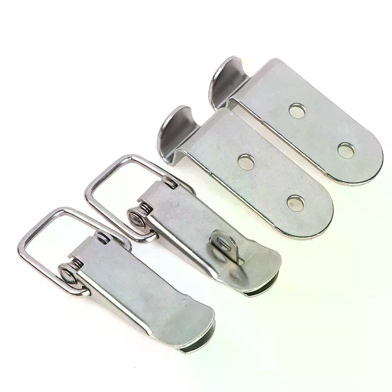90 Degrees Duck-mouth Buckle Hook Lock Iron Spring Loaded Draw Toggle Latch Clamp Clip Silver Hasp Latch Catch Clasp