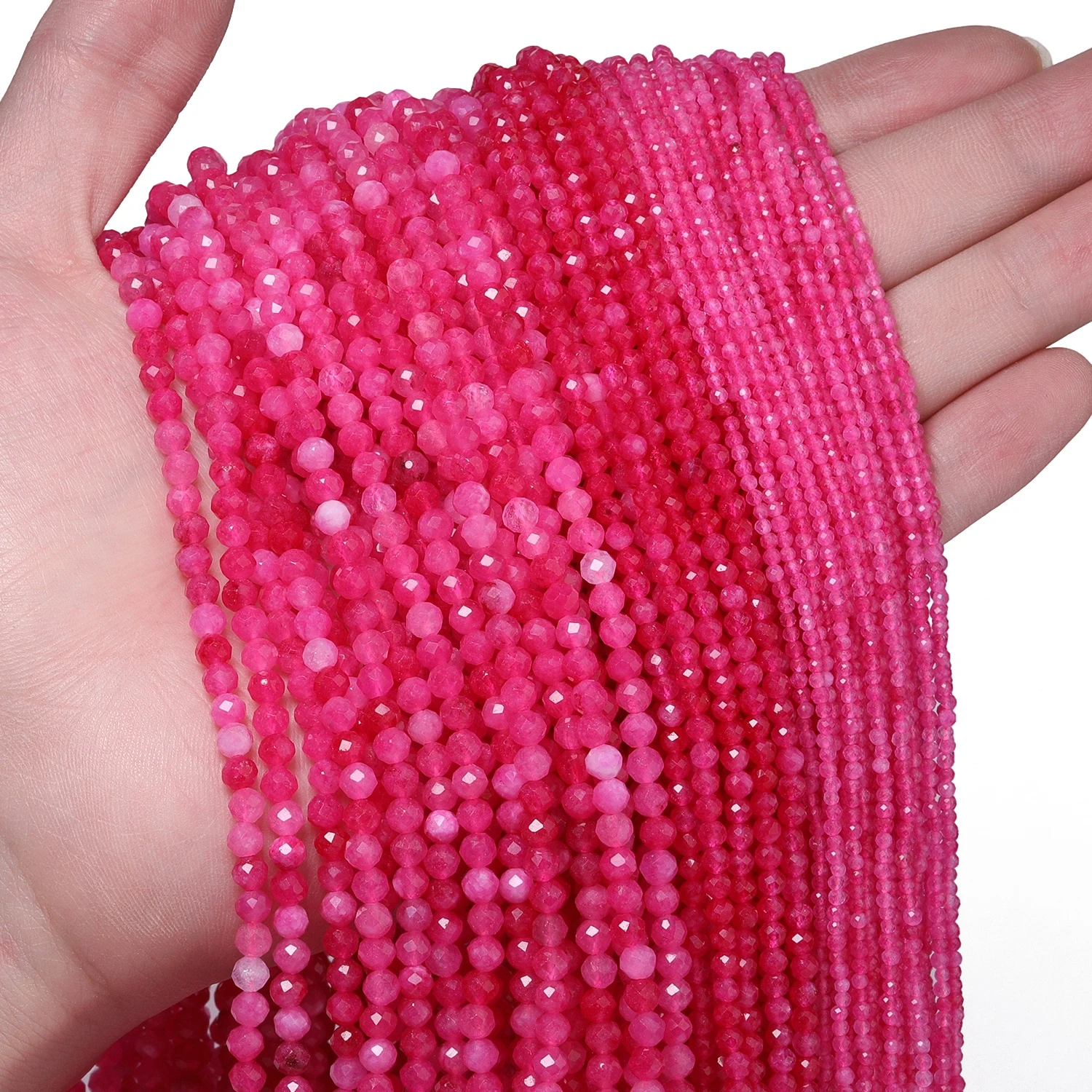 2/3/4mm Facettierte Kleine Perlen Natürlicher Amazonit Granat Turmalin Morganit Steinperlen für Schmuckherstellung DIY Zubehör Großhandel