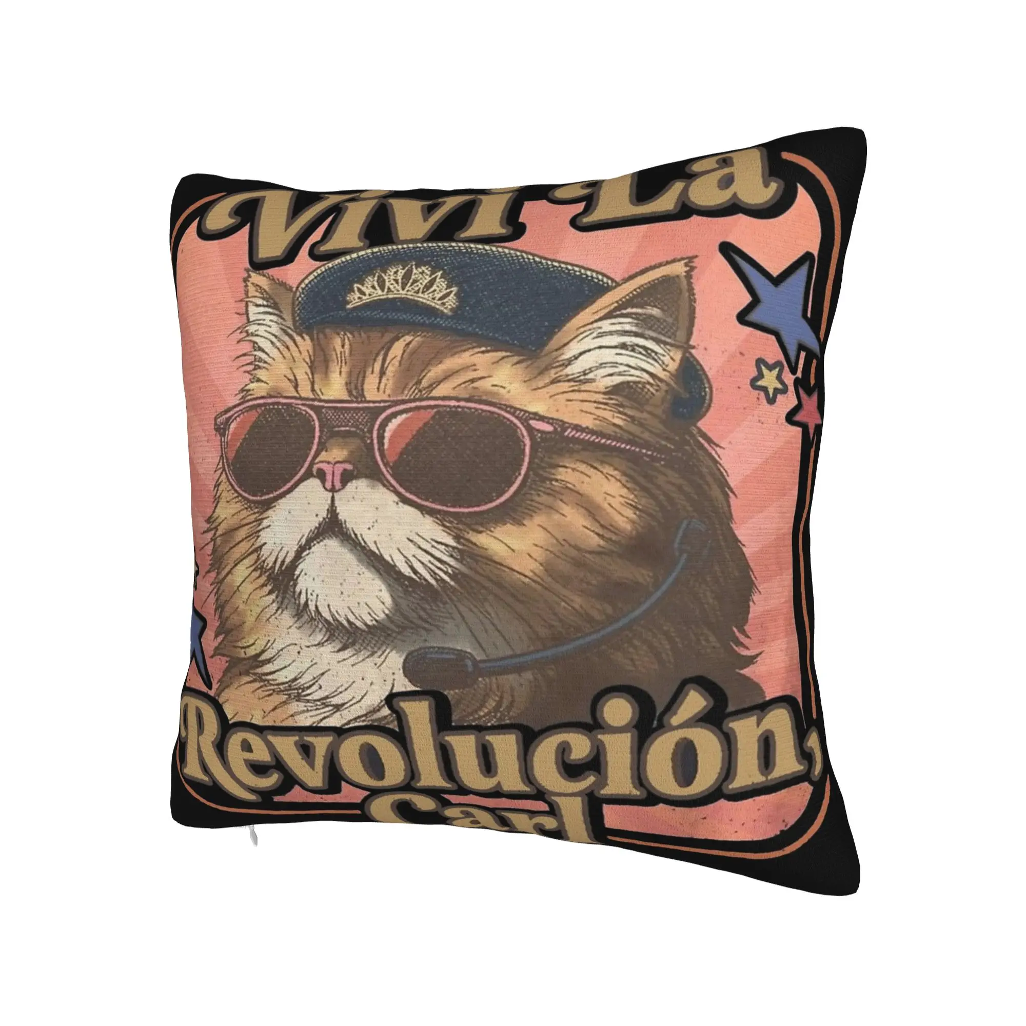 Decorative Pillowcases Viva La Revolution Carl Cat Lover Stuff Home  Pillow Case Cover Square Style Multi-Size