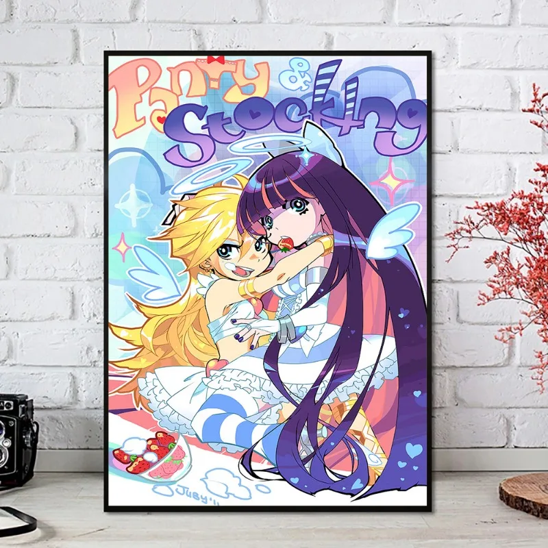 Panty and Stocking with Garterbelt Scanty Anime Poster Canvas Painting Cartoon Cute Girl Wall Art Kawaii Living Room Home Decor