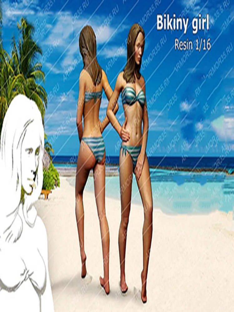 

New Unassembled 1/16 summer girl stand modern Resin Figure Unpainted Model Kit
