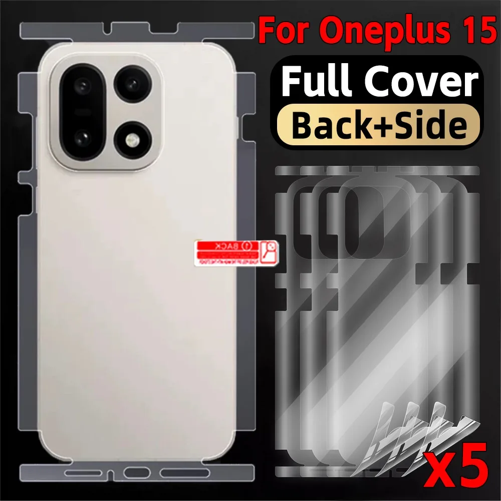 1-5PCS for Oneplus 15 Back+side TPU Soft Hydrogel Film Full Coverage Back Protection for Oneplus 15 Easy Install Back Protectors