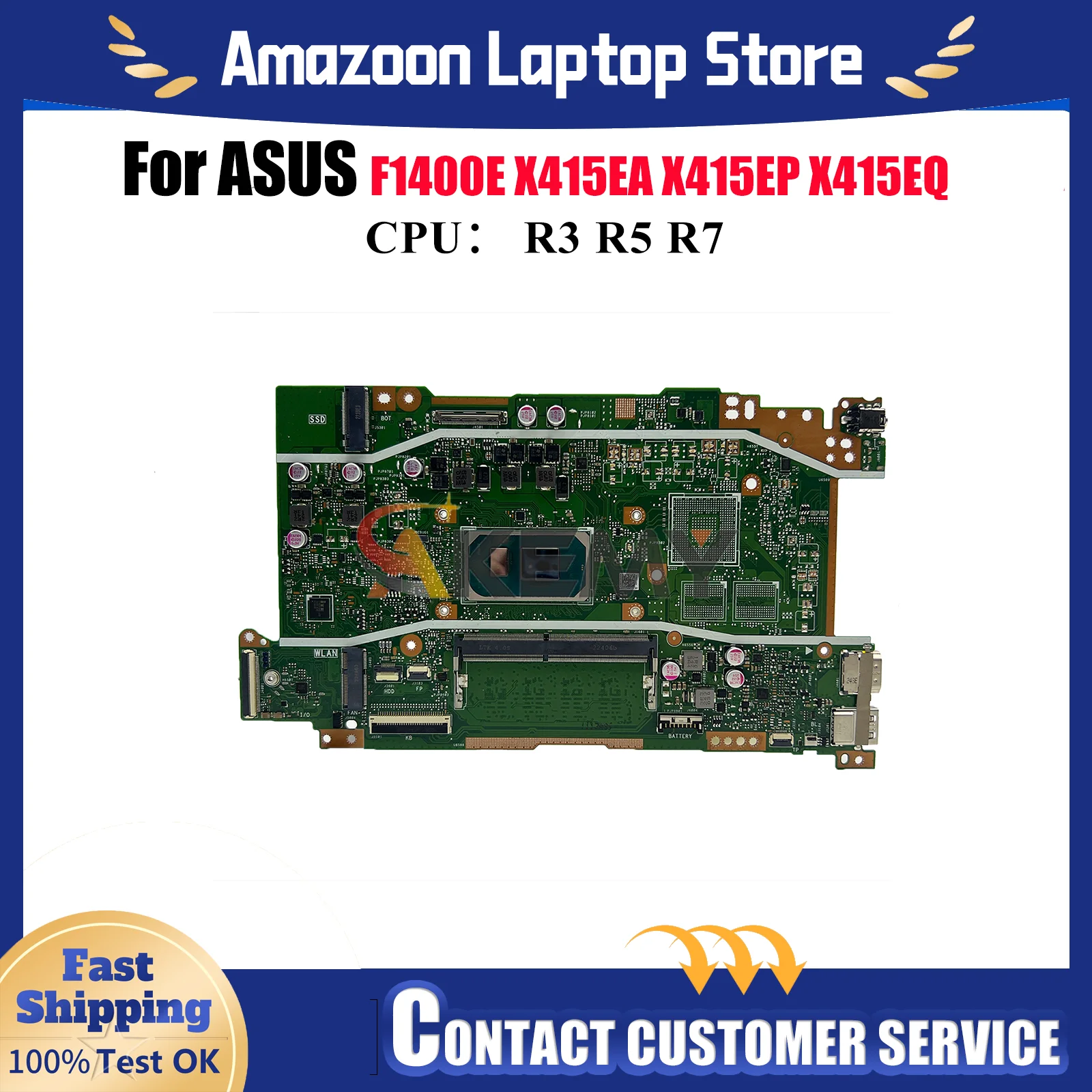 

X415EA Laptop Motherboard For ASUS VivoBook F1400E V4200E X415EP X415EA X415E X415EQ V5200E F1500E Mainboard With R3 R5 R7 CPU