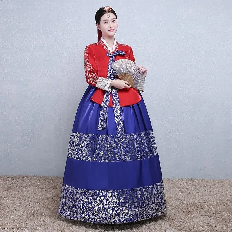 

Многоцветное корейское традиционное платье Hanbok, Женский народный костюм для косплея, танцевальный костюм принцессы, корейский Костюм, комплект для Дворцовой вечеринки