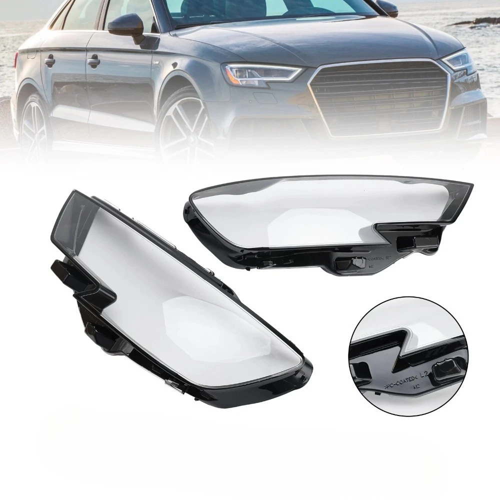 

For Audi A3 2017- 2019 Left & Right Car Transparent Housing Front Headlights Lens Shell Cover Glass Lampcover Lampshade