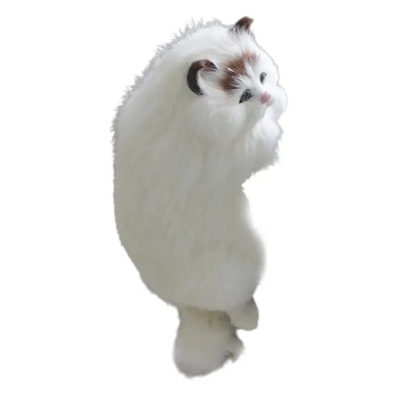 Simulation Cat Cute Hangable Ornaments Realistic Doll Animal Figurines Plush Desktop Toy Kitten Model Home TV Hangable Decor