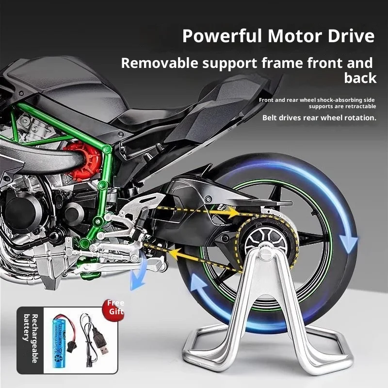 مقياس كبير 1:6 مناسب لدراجة نارية Kawasaki H2 ذات إصدار محدود من سبيكة كهدية عيد ميلاد للأطفال