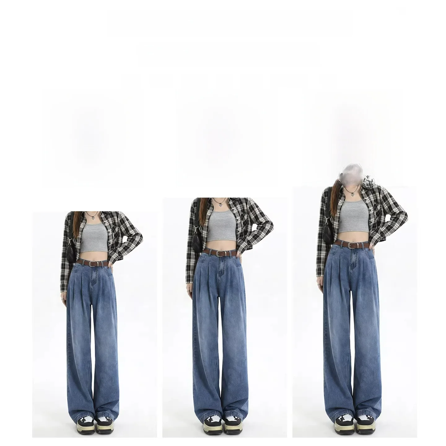 Summer Lightweight Ultra Soft Lyocell Denim Pants Women's New Small Size Rasele Straight Leg Ice Silk Wide Leg Trousers