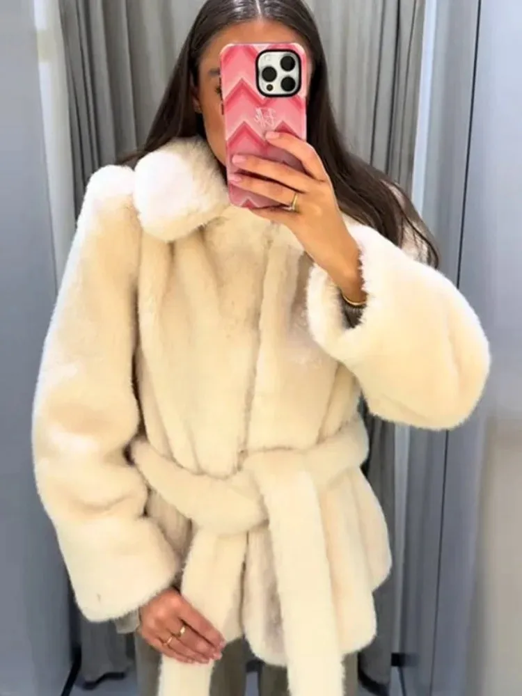 힙심 여성용 두꺼운 인조 모피 코트 가을 겨울용 따뜻한 긴 소매 턴다운 칼라 코트 시크한 신상 루즈 자켓 스트리트 탑스