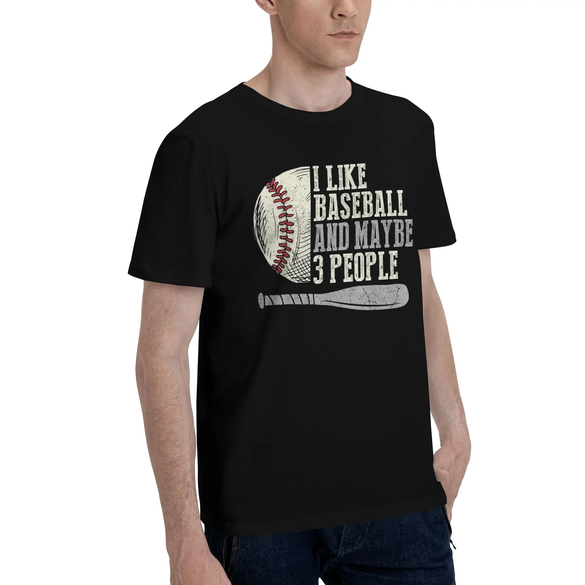 I Like Baseball And Maybe 3 People   Tee Shirt for Men Women Graphic Printing T Shirts  Cotton Clothes