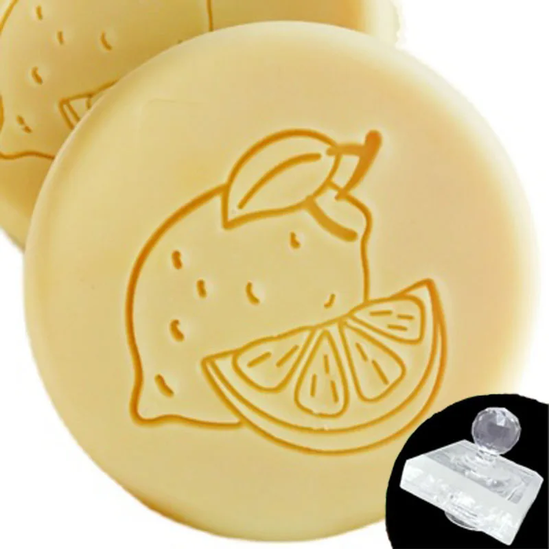 

Transparent Soap Stamp with Handle, Fruit Lemon Shape, Letter, Natural Custom Stamps for Making Soap, Acrylic Chapter with Custo