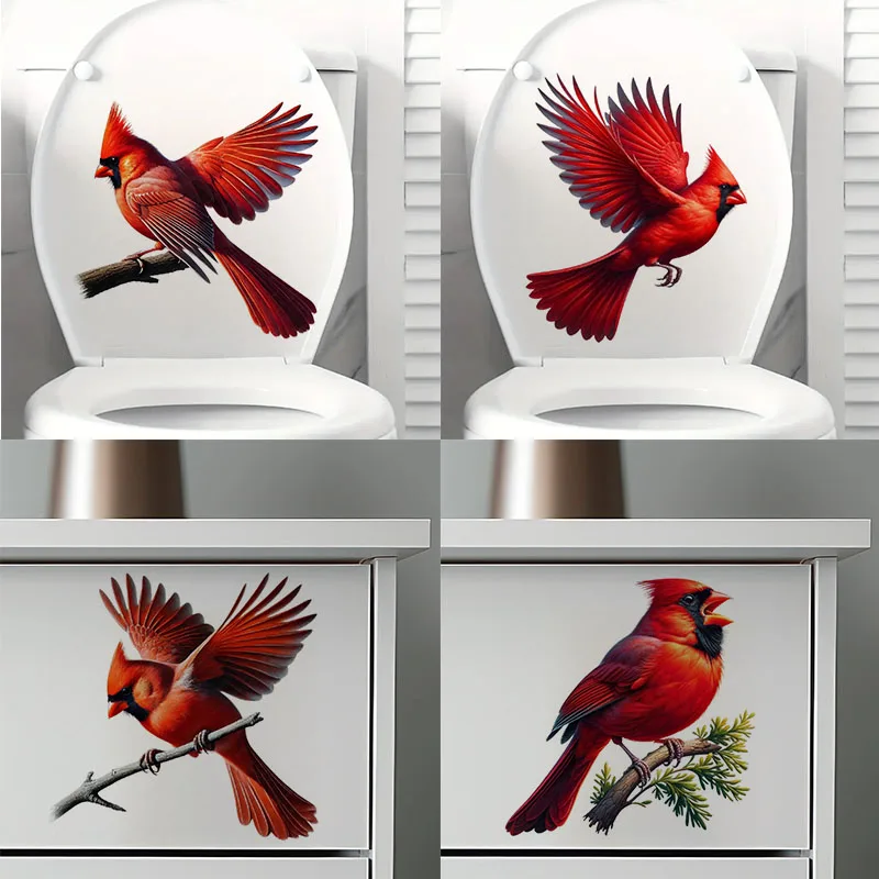 

KT340# Red Birds Self-Adhesive Wall Sticker, Durable Material, Perfect for Home Wall Decor, Aesthetic Room Decoration